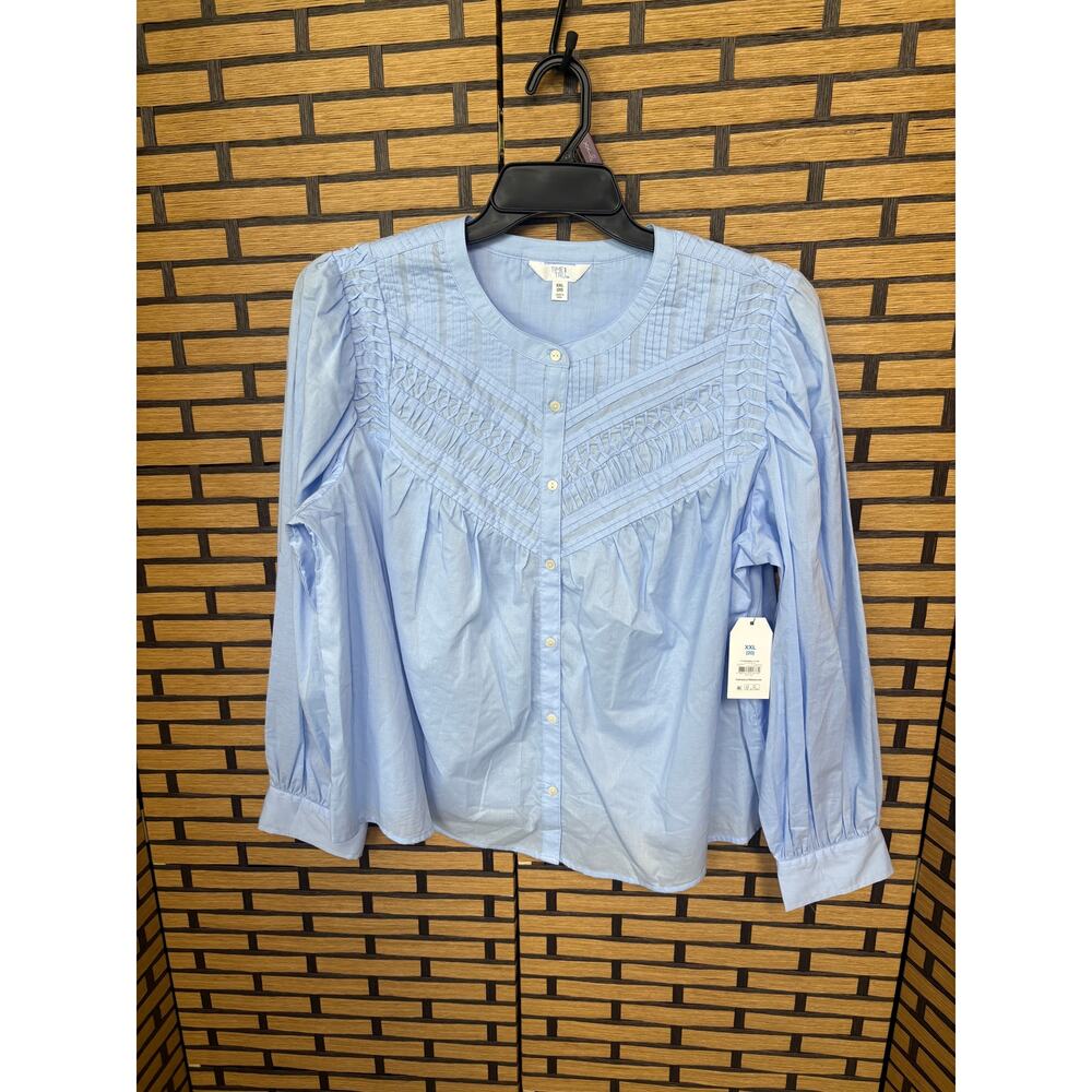 Time And Tru Pale Blue Blouse SIze XXL